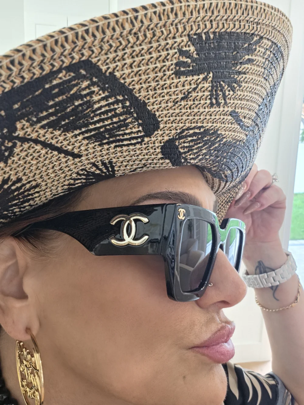 Chanel Black CC Logo Oversized Square Sunglasses